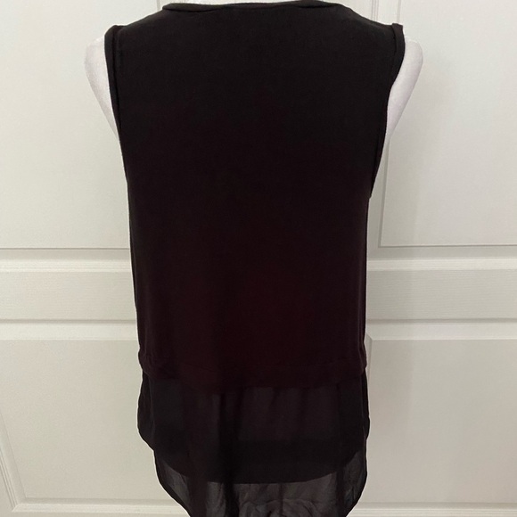 Michael Michael Kors Black Sleeveless Blouse Medium | MK Logo Hem, Semi-Sheer De - Picture 6 of 10